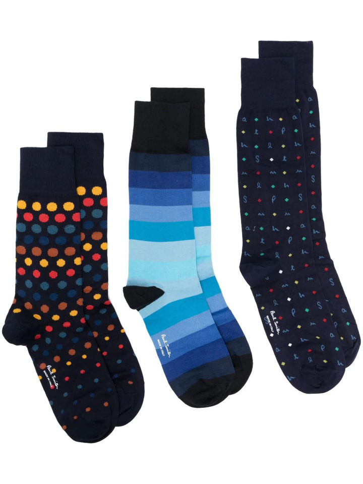 Men Sock 3 Pack Blue Mix