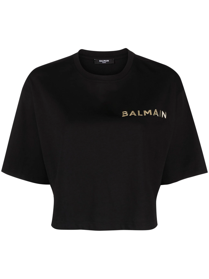 Balmain 라미네이트 크롭 티셔츠