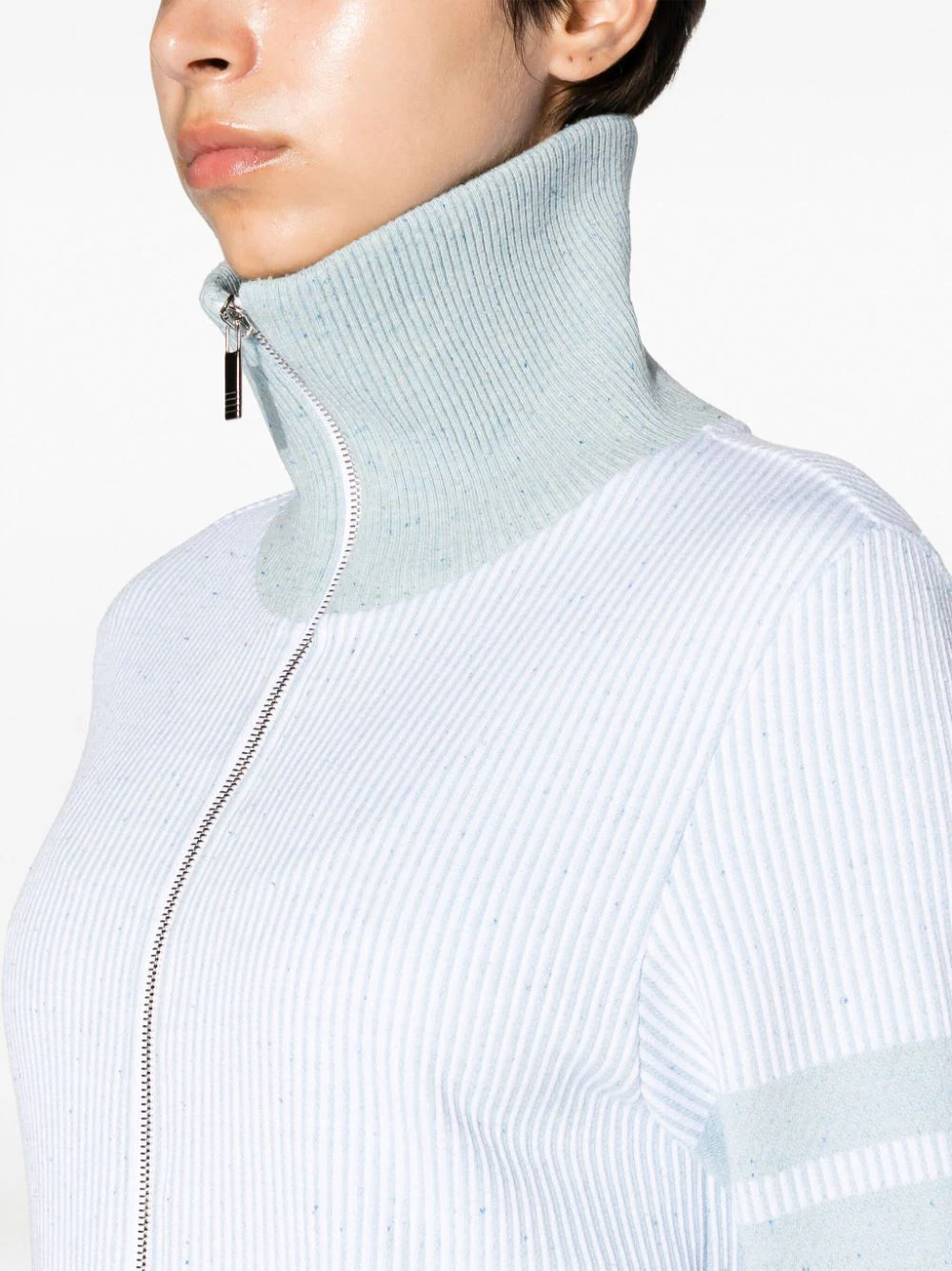 4-Bar Funnel-Neck Zip-Up Jacket