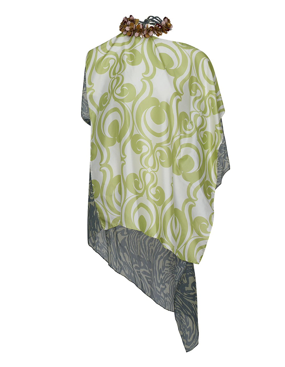 바이컬러 블라우스로 프린트된 실크 트윌