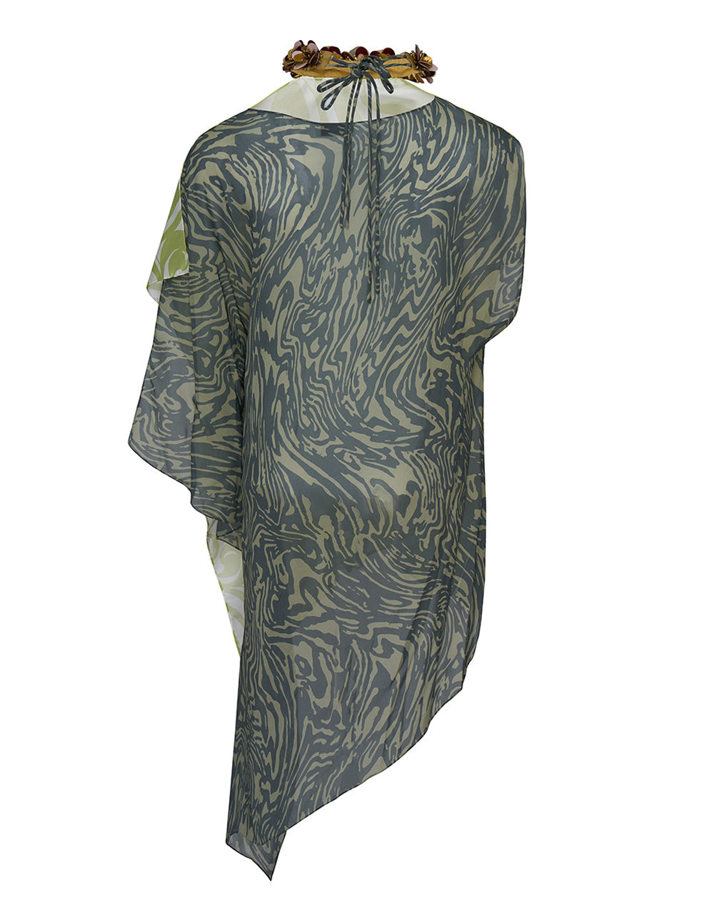 바이컬러 블라우스로 프린트된 실크 트윌