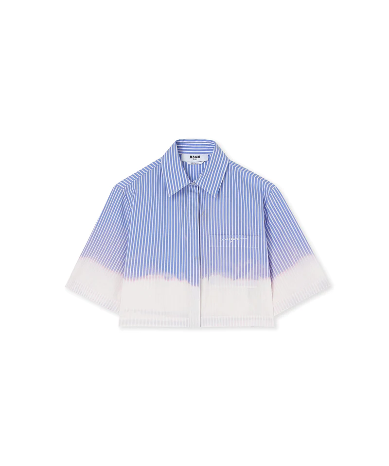 Dual Tone Cotton Cropped Shirt