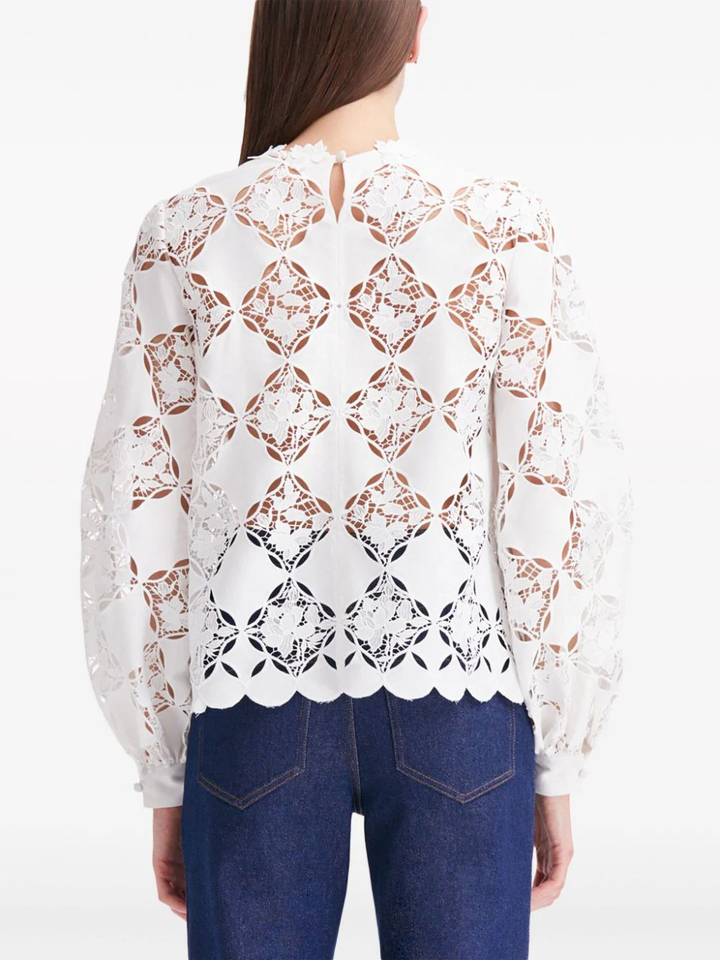 Balloon Sleeve Gardenia Guipur Blouse