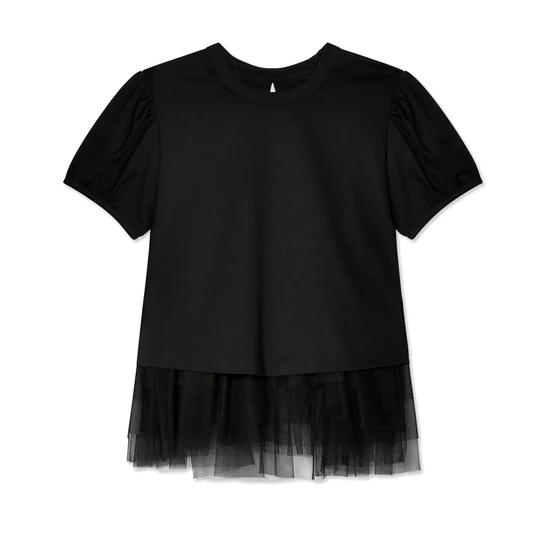 Cotton Ponte Nylon Tulle Tee