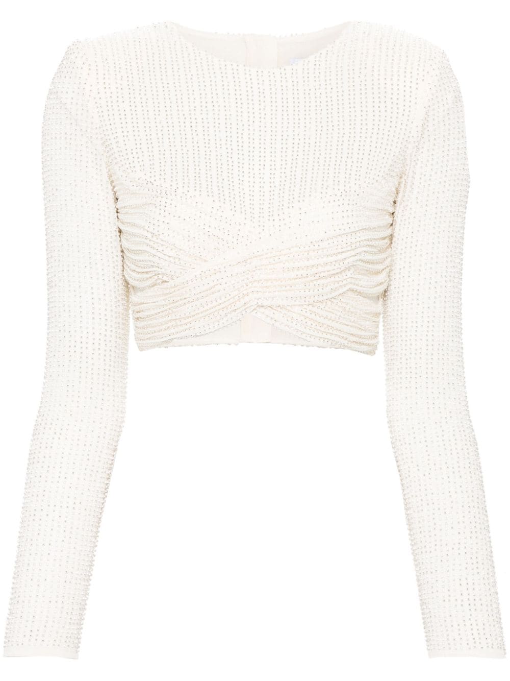 Cream Beaded Mesh Top