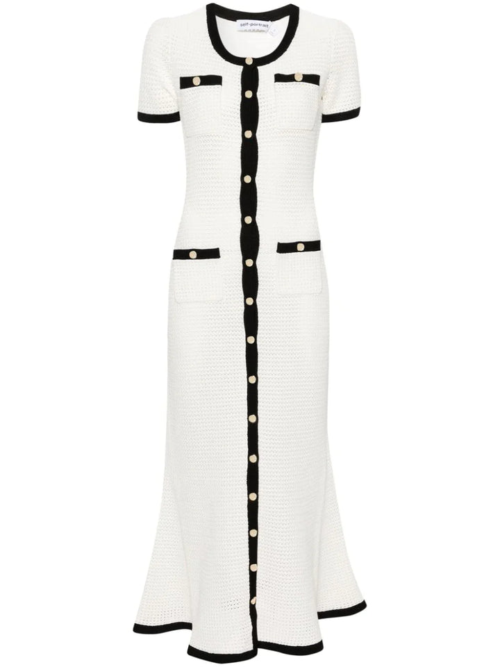 White Crochet Midi Dress