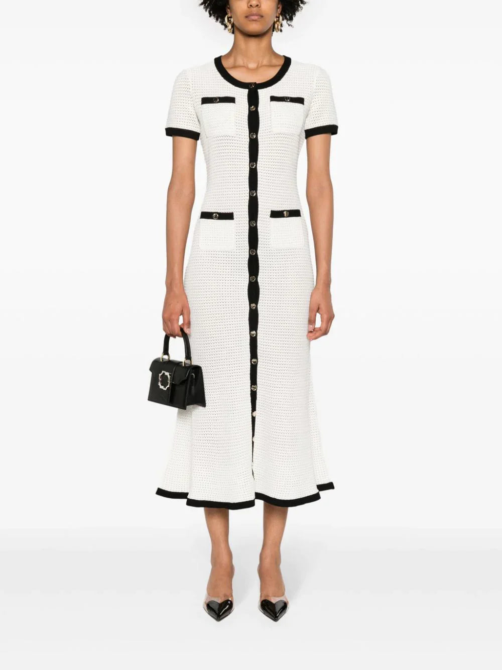 White Crochet Midi Dress