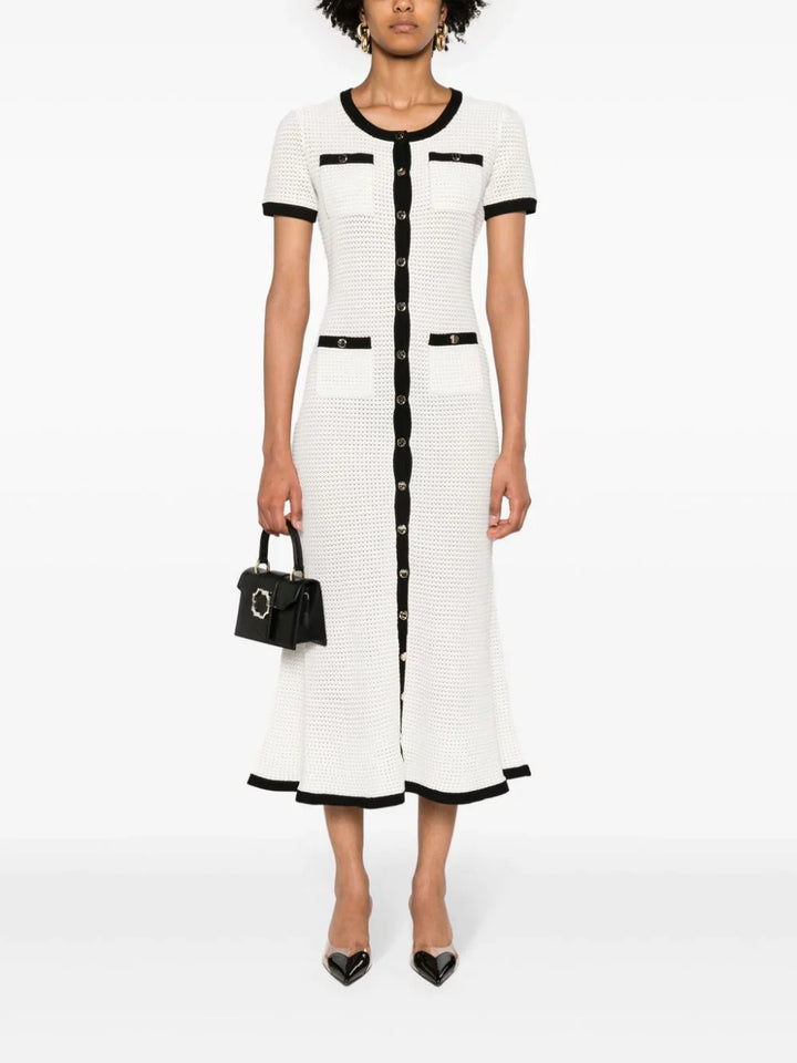 White Crochet Midi Dress