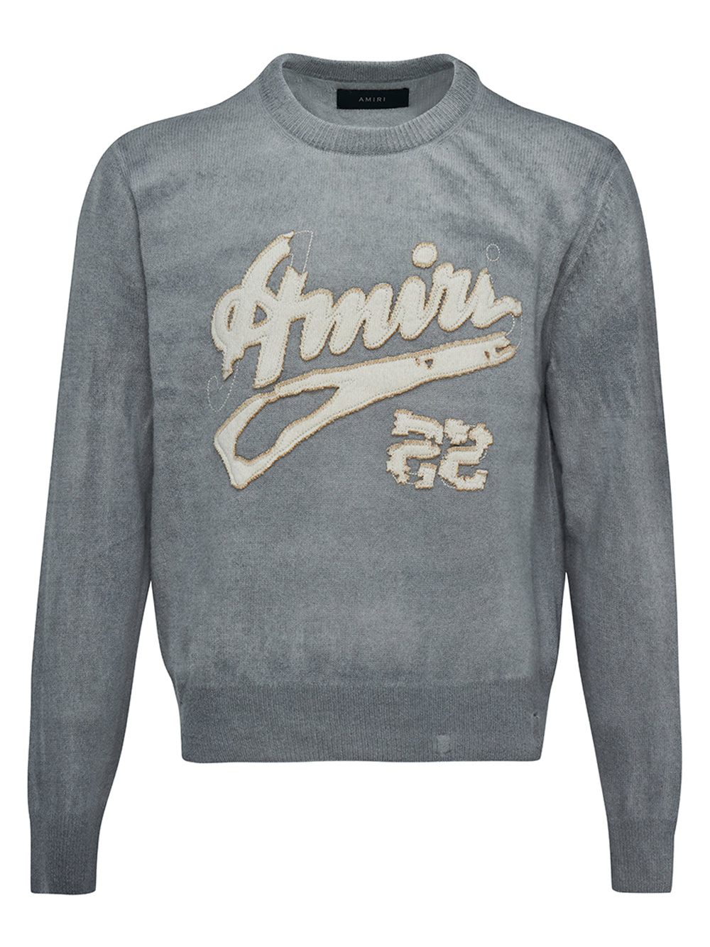 Amiri Spray Cashmere Crewneck Top Grey 1