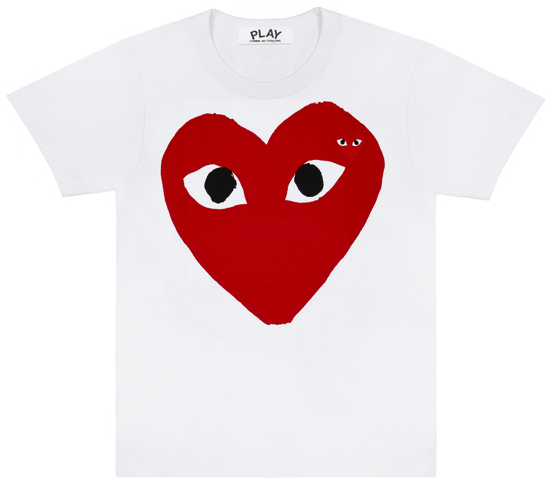 COMME des GARCONS PLAY Big Red Heart With Red Emblem Tee Women White 1