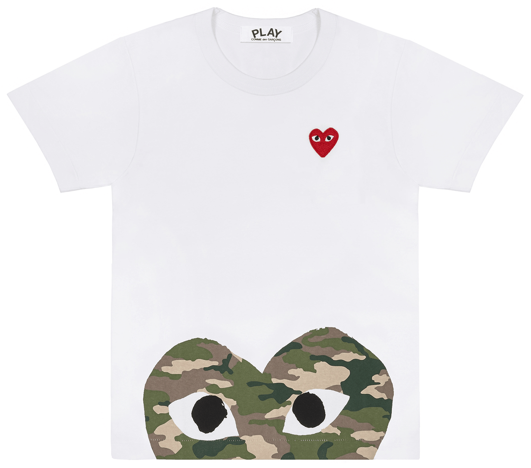 COMME des GARCONS PLAY Camou Peekaboo With Red Emblem Tee Women White 1