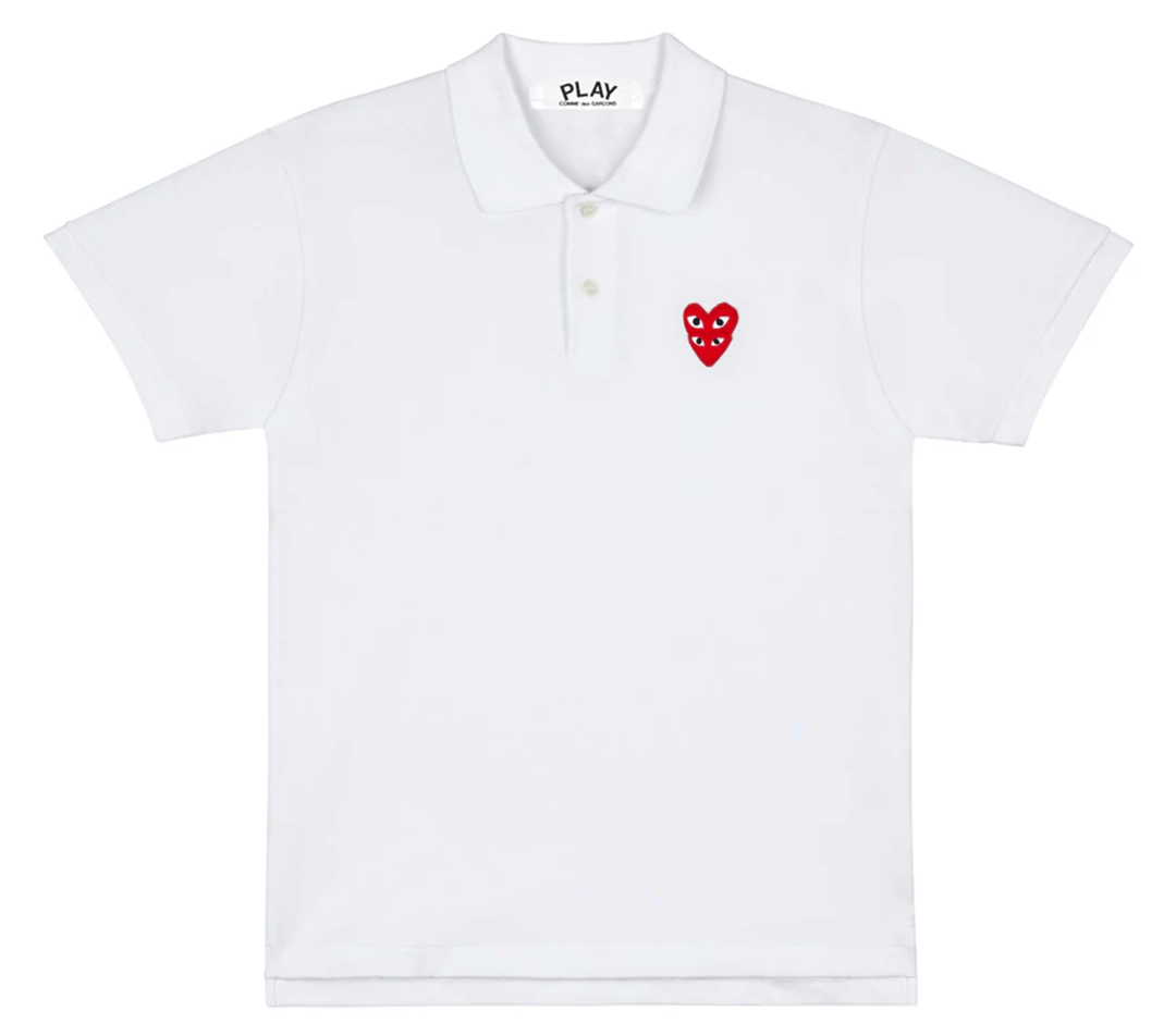 COMME-des-GARCONS-PLAY-Heart-On-Heart-Emblem-Polo-Tee-Women-White-1