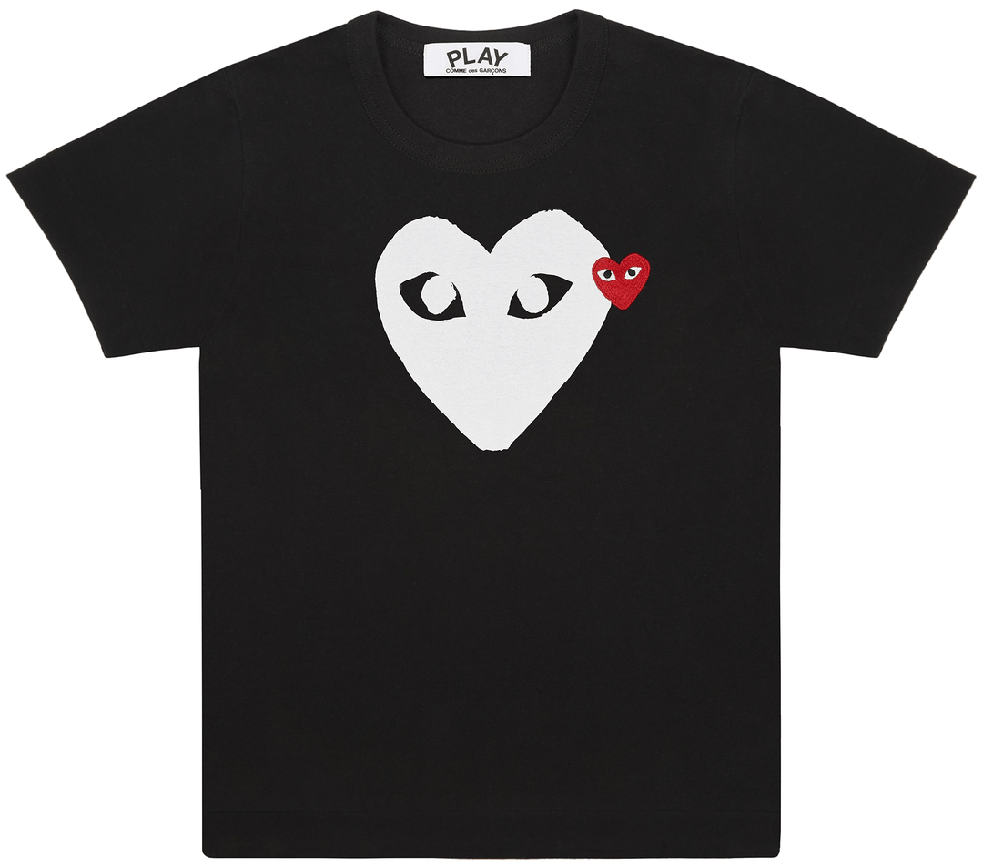 COMME-des-GARCONS-PLAY-Laminated-White-Heart-Tee-Women-Black-1