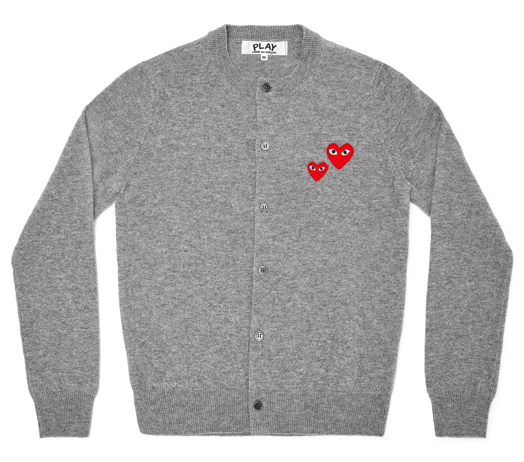 COMME-des-GARCONS-PLAY-One-Big-One-Small-Emblem-Cardigan-Women-Grey-1