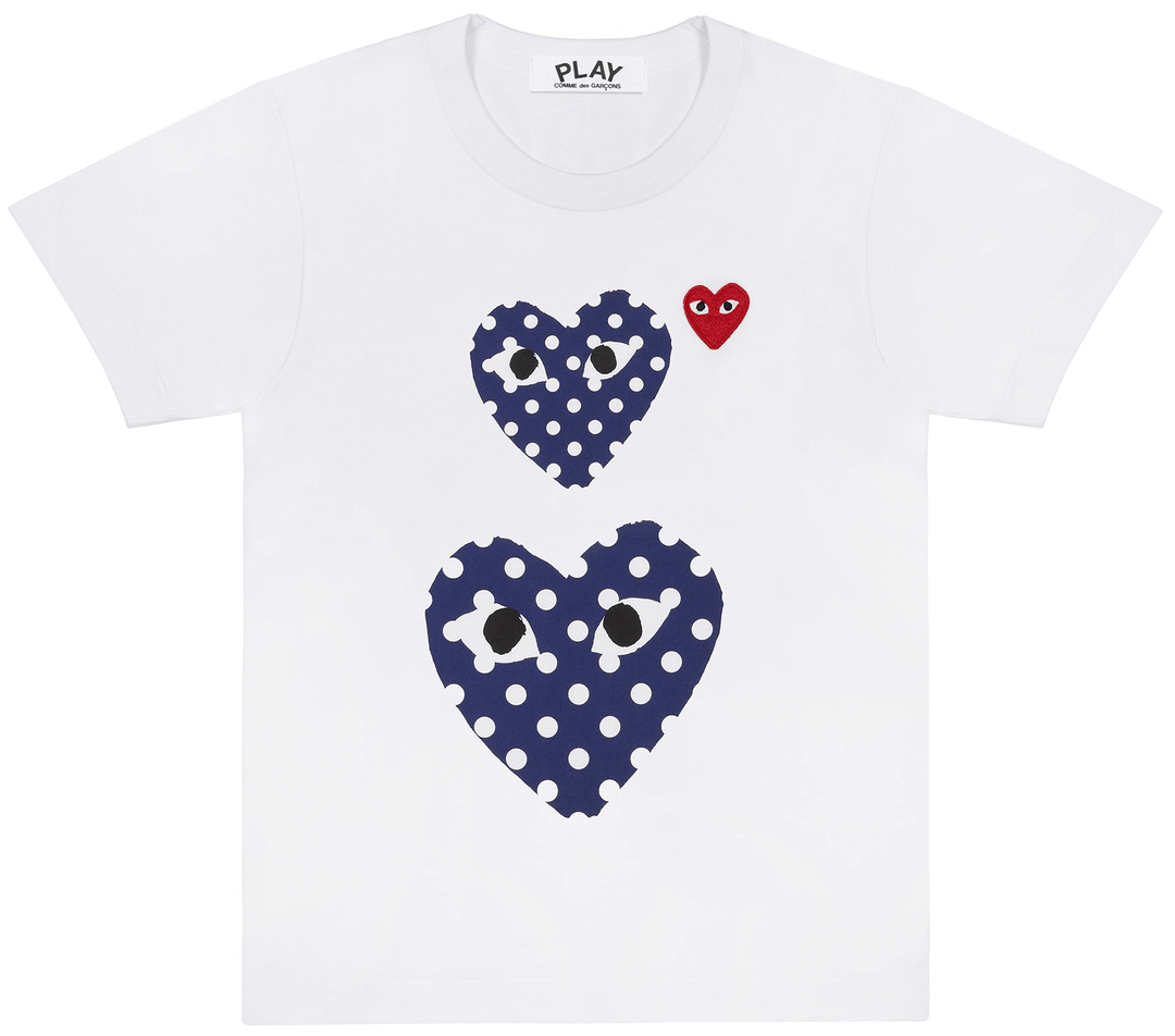 COMME-des-GARCONS-PLAY-Polka-Hearts-With-Red-Emblem-Tee-Women-White-1