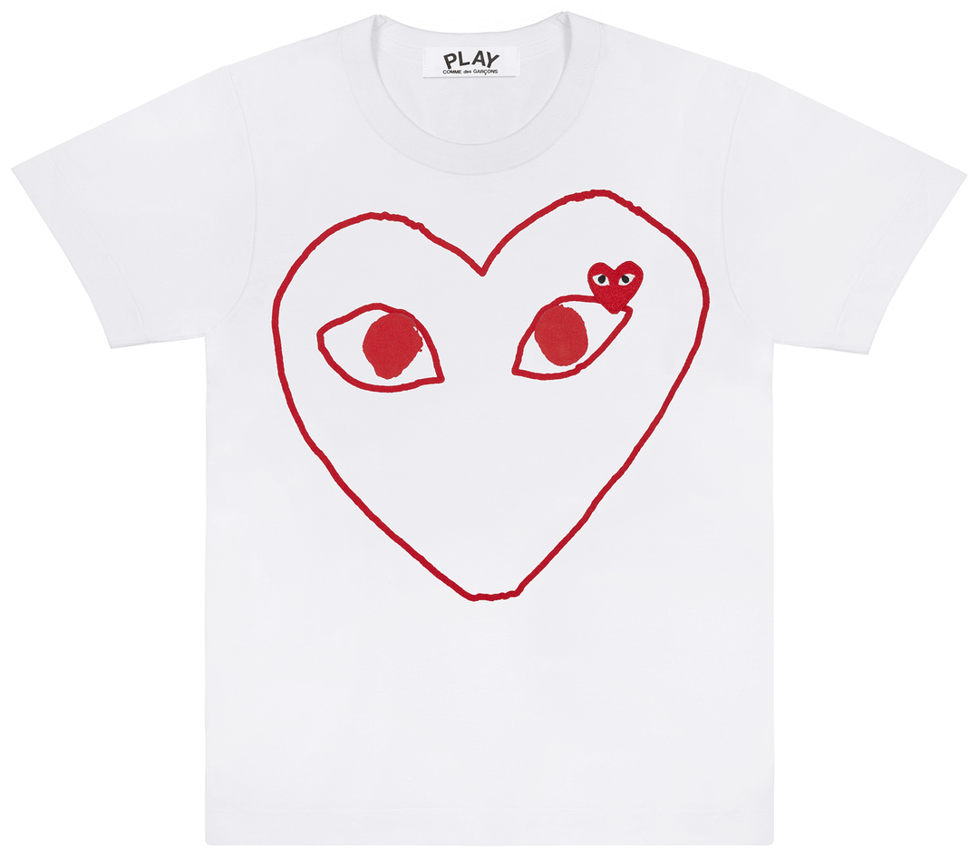 COMME-des-GARCONS-PLAY-Red-Outline-Tee-Women-White-1-