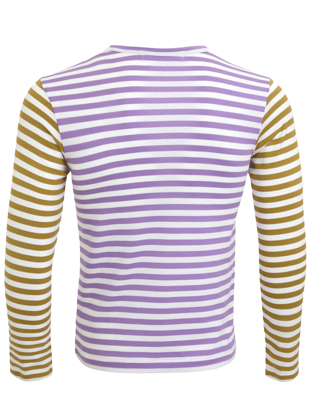 COMME-des-GARCONS-PLAY-Small-Red-Heart-Bi-Color-Stripe-Tee-Women-Purple-2