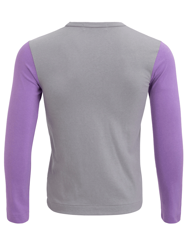 COMME-des-GARCONS-PLAY-Small-Red-Heart-Bi-Color-Tee-Long-Sleeve-Women-Grey-2