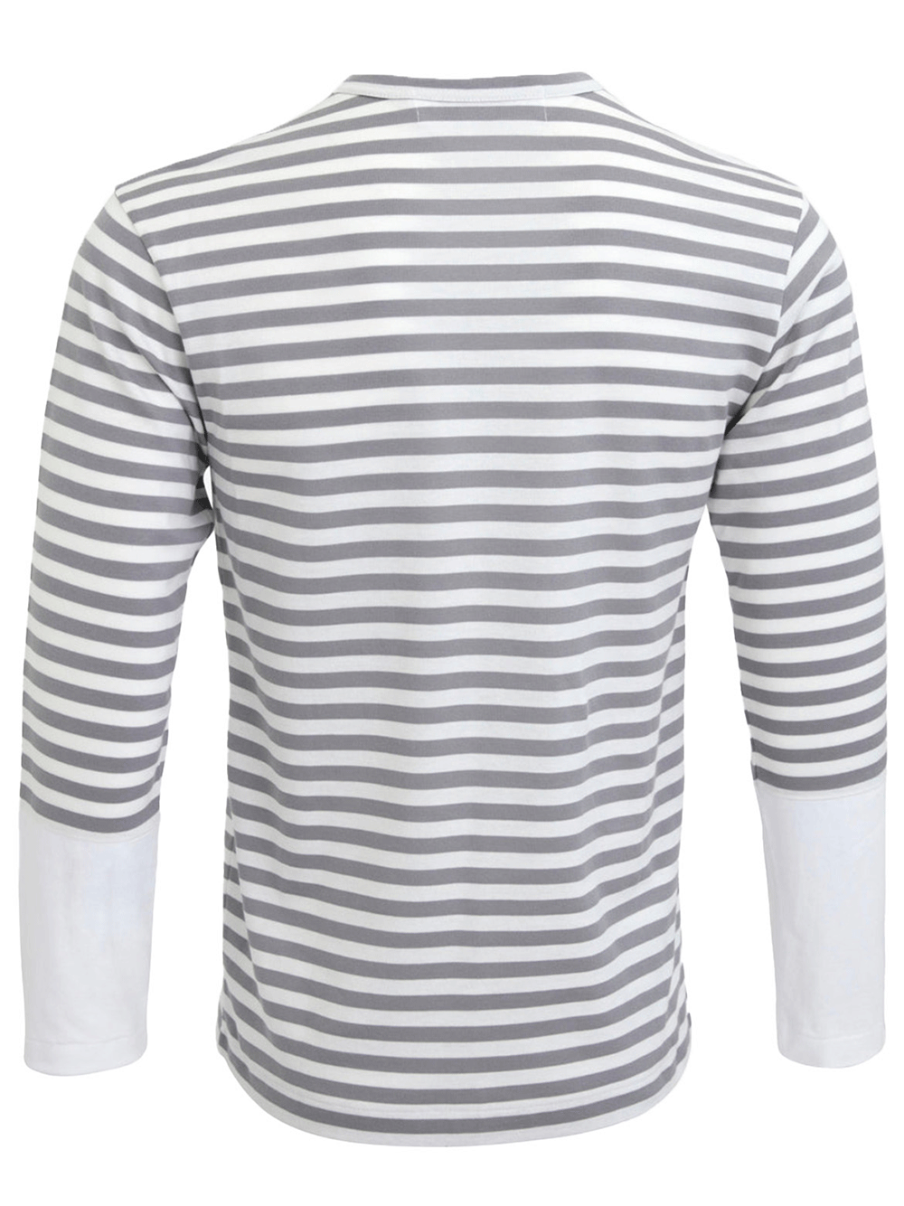 COMME-des-GARCONS-PLAY-Striped-Small-Red-Heart-Tee-Men-Grey-2