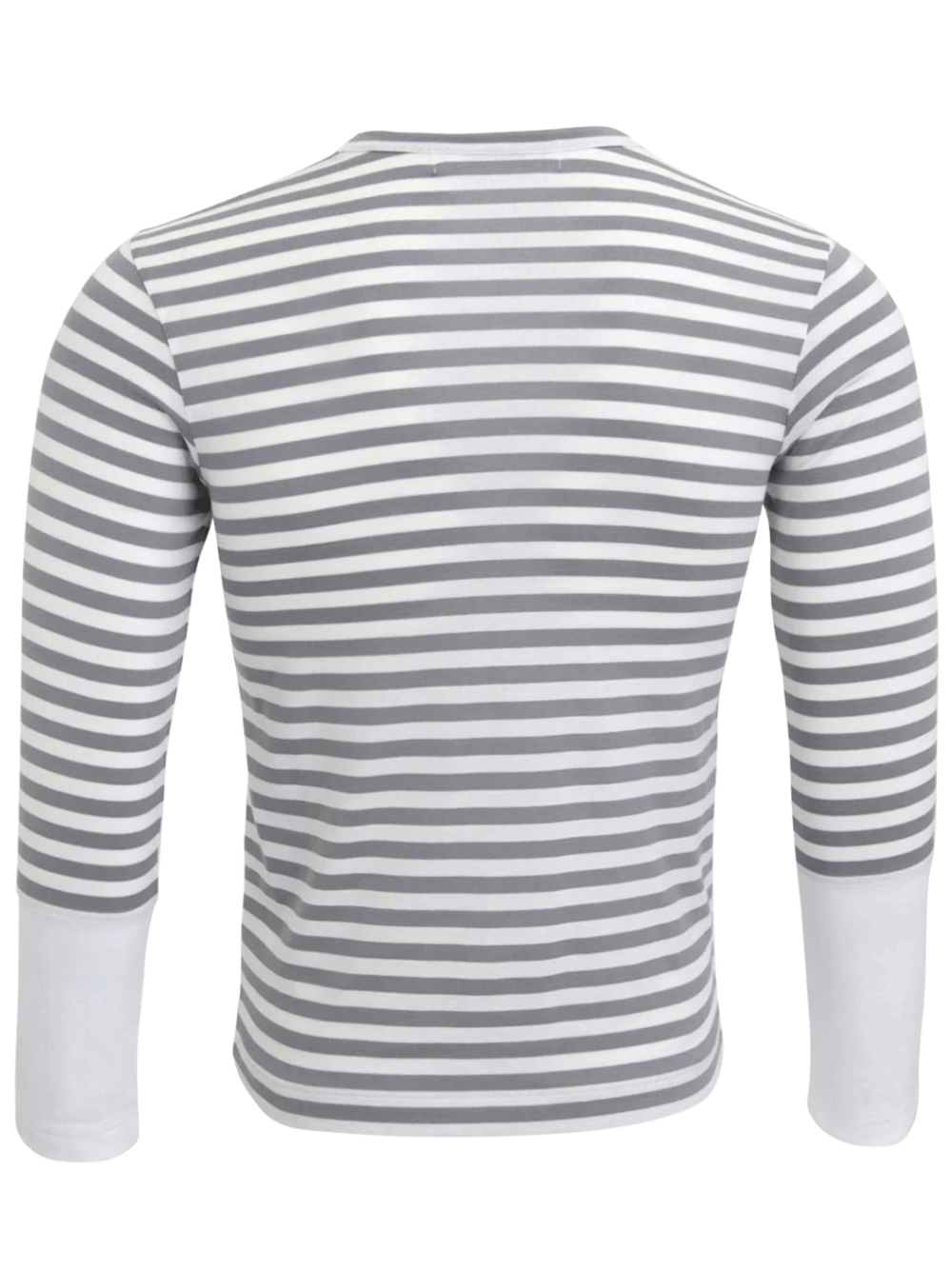 COMME-des-GARCONS-PLAY-Striped-Small-Red-Heart-Tee-Women-Grey-2