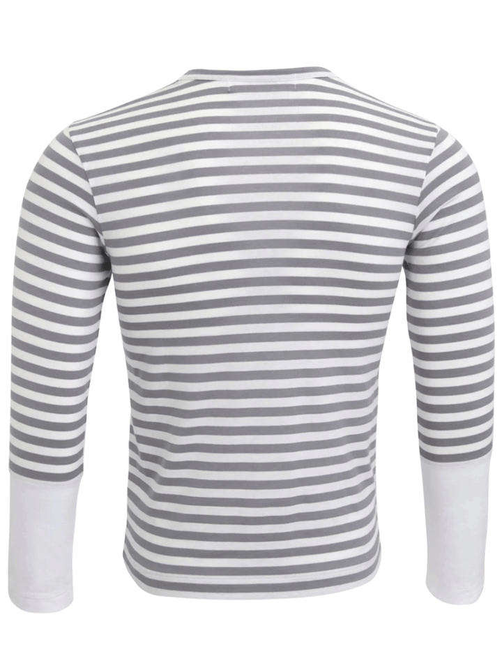 COMME-des-GARCONS-PLAY-Striped-Small-Red-Heart-Tee-Women-Grey-2