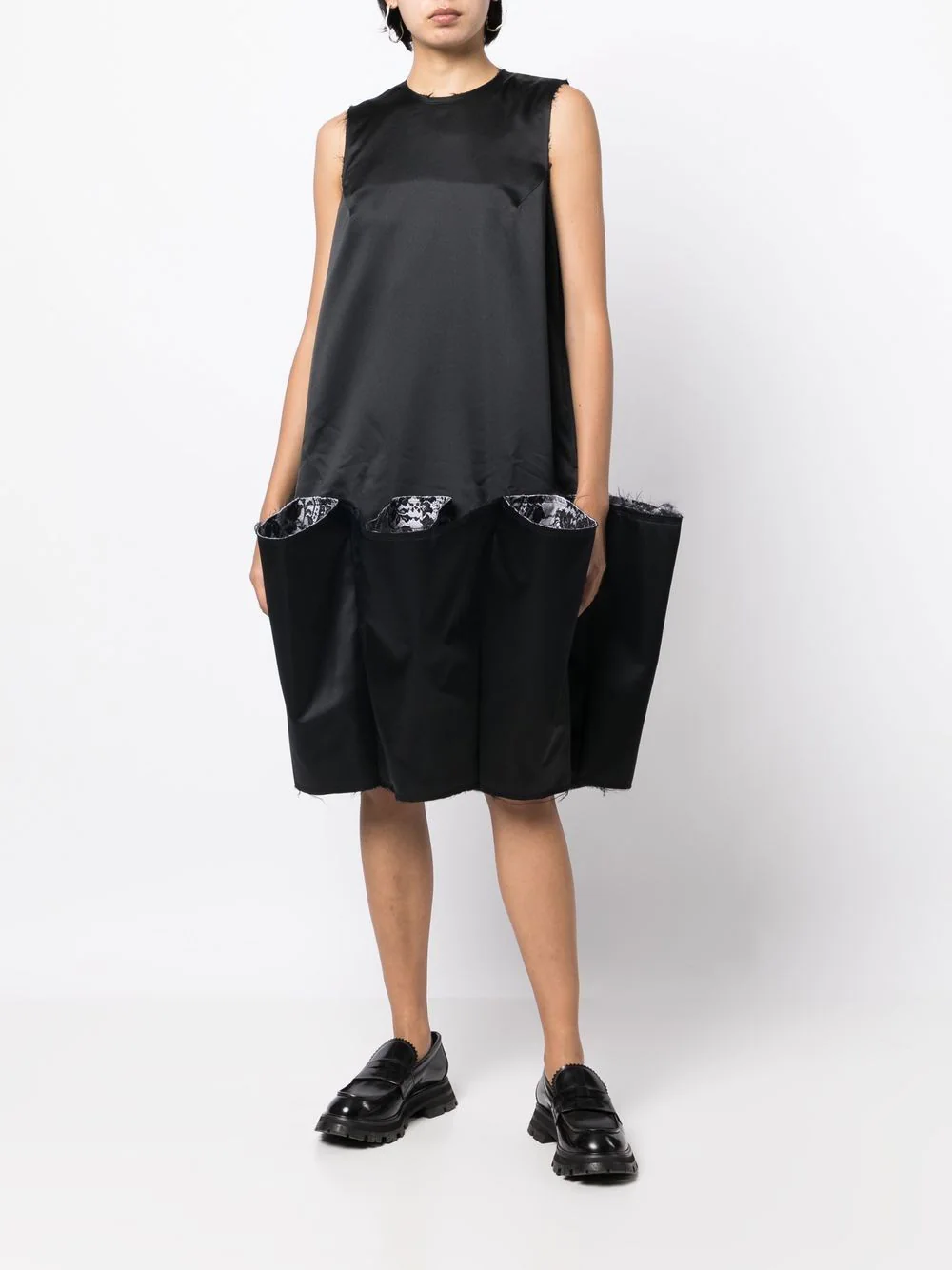 Comme des Garcons Poly Satin Kint Dress Black 2