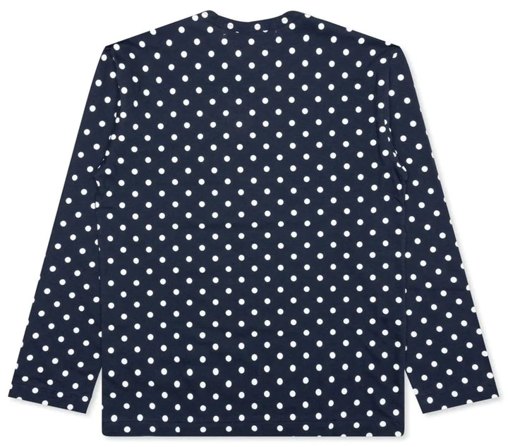 PLAY Comme des GarÃƒÆ’Ã‚Â¢Ãƒâ€¹Ã¢â‚¬Â Ãƒâ€¦Ã‚Â¡ÃƒÆ’Ã†â€™Ãƒâ€¦Ã‚Â¸ons Red Emblem Polka Dots Tee Men Blue 2