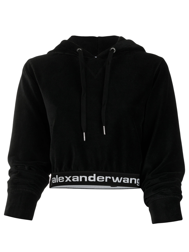 T By Alexander Wang Stretch Corduroy Cropped Top Black 1