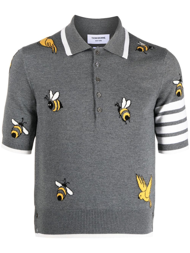 Thom Browne Birds And Bees Half Drop Top Grey 1