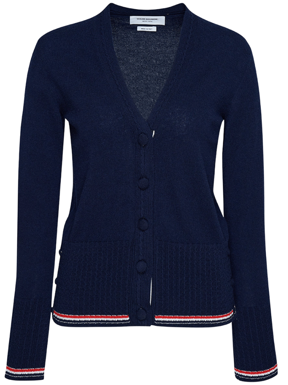 Thom-Browne-RWB-V-Neck-Cardigan-Navy-1