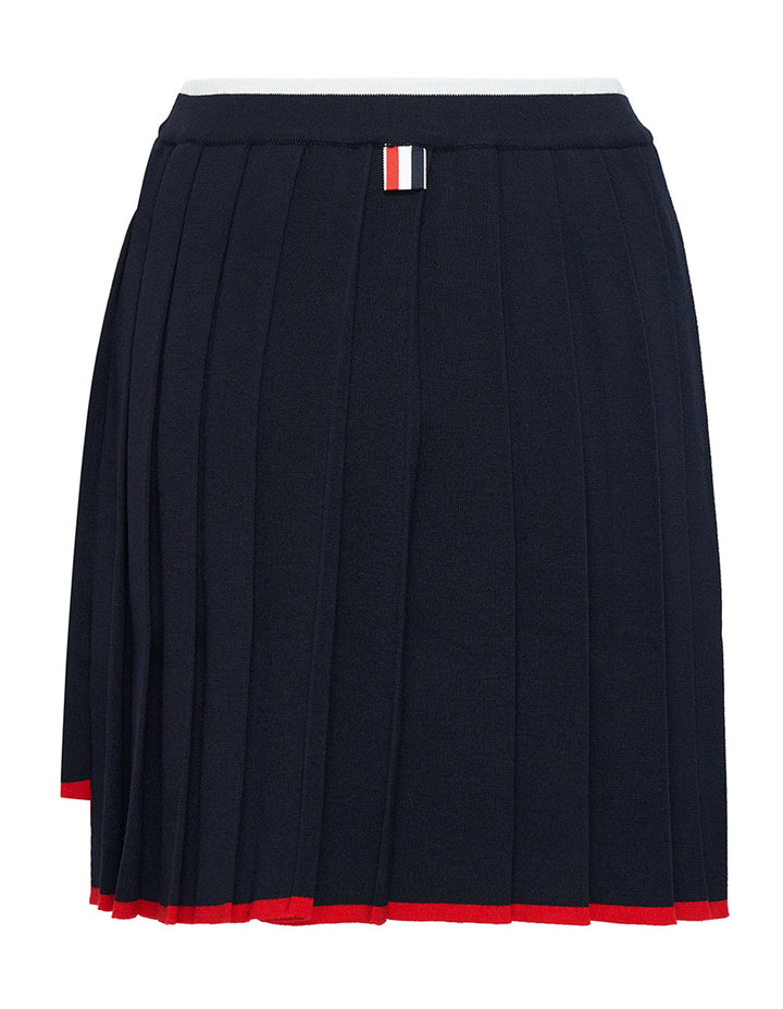 Thom Browne Contrast Tipping Thigh Length Pleated Skirt Navy 2