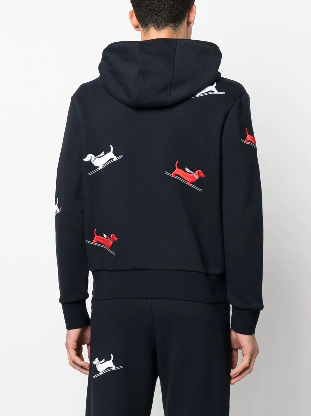 Thom Browne Skiing Hector Embroidery Holiday Zip Up Hoodie Navy 4