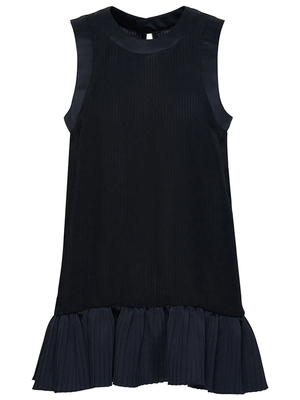 sacai Flare Hem Chiffon Sleeveless Top Black 1