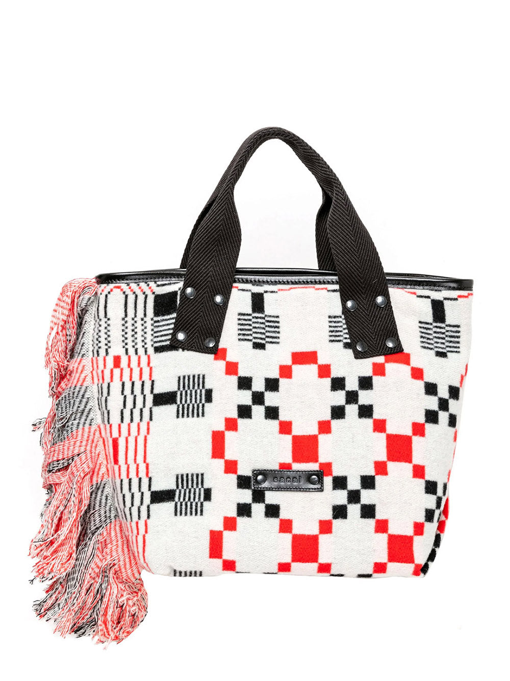 sacai Geometric Jacquard Tote M Off-white 1